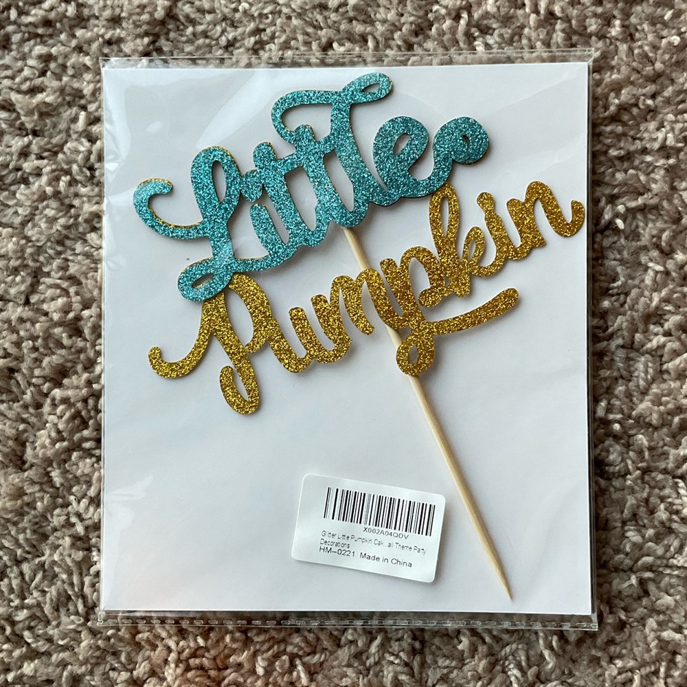 Glitter little pumpkin cake topper theme party decorations